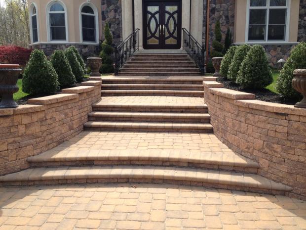 Art Deco Patio with windowed exterior door