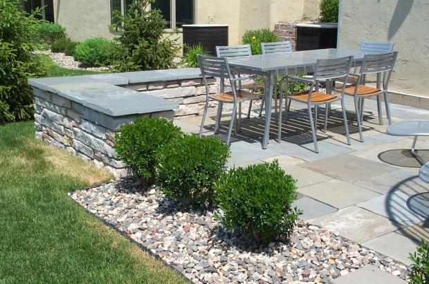 Contemporary Patio with clean line metal furniture