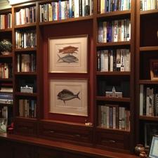 Transitional Library with built in bookshelves