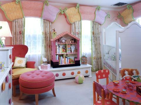 Contemporary Kids Room with colorful painted children s table