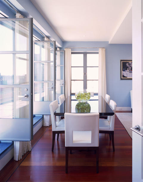 Modern Dining Room with square cut out chair