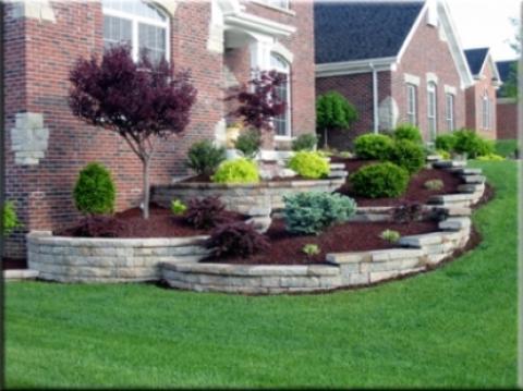 Traditional Landscape with stone retaining walls