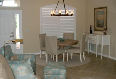 Modern Dining Room with neutral upholstered dining chairs