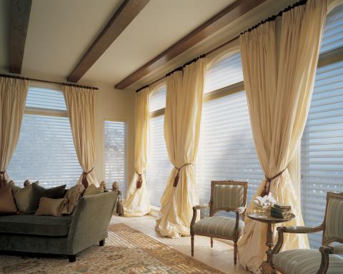 Traditional Family Room with light green and white stripped victorian style arm chairs