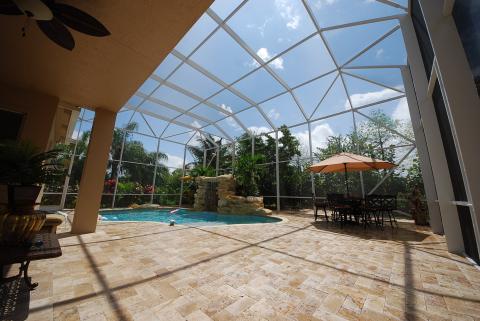 Contemporary Sunroom with all glass wall and ceiling