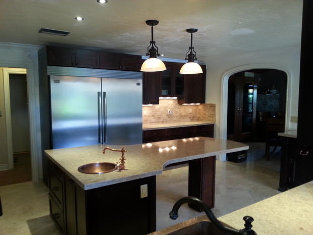 Transitional Kitchen in Hialeah  copper bowl sink 