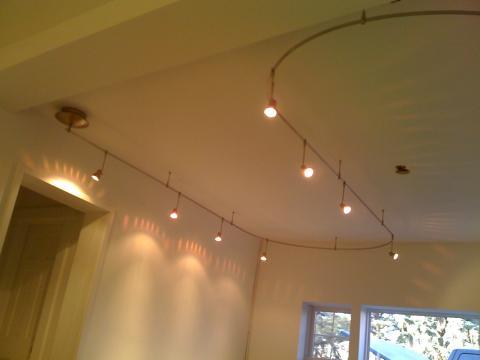 Contemporary Home Office with spot lights on track light