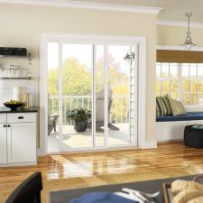 Transitional Dining Room with running bond tile pattern