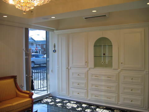 French Entry with black marble tile floor