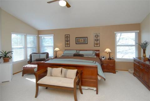 Traditional Bedroom with medium wood bed room furniture set