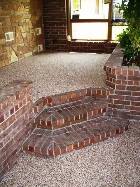 Traditional Entry with exposed aggregate concrete