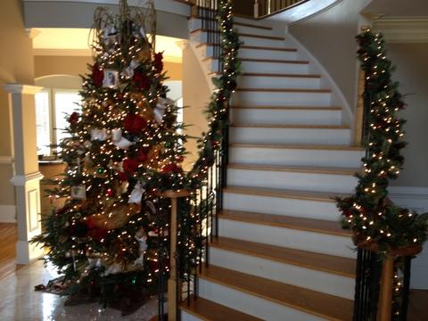 Transitional Entry with finished wood step treads