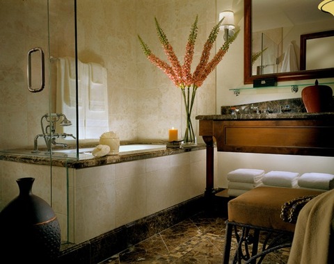 Eclectic Bathroom with glass shower enclosure