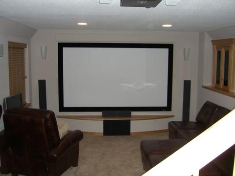 Contemporary Home Theater with contemporary entertainment center