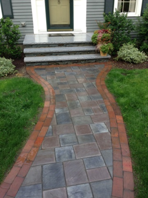 Modern Landscape with blue gray panel siding