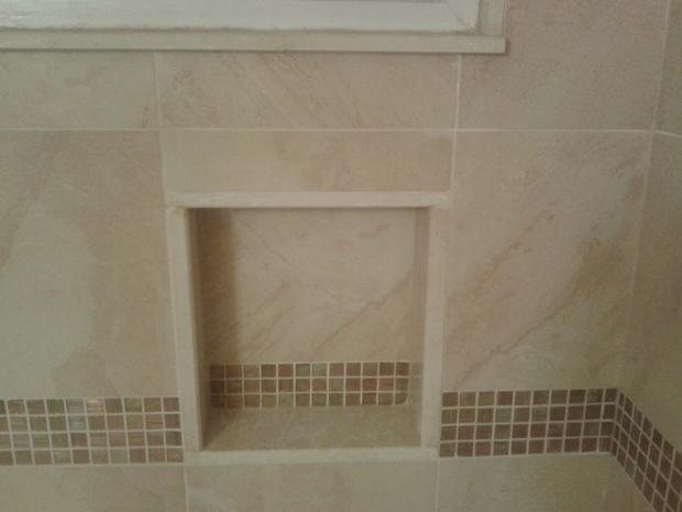 Traditional Bathroom In Brooklyn Ceramic Tile Shower Surround Traditional Bathroom With Gl Mosaic Tile Accent Strip