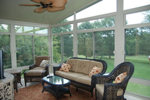 Transitional Sunroom with beautiful view from sunroom