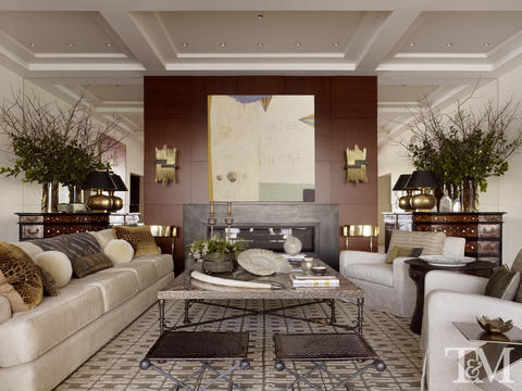 Eclectic Living Room with animal print accent pillows