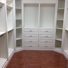 Transitional Closet with custom made shelving