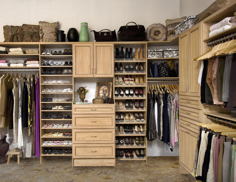 Traditional Closet with white painted walls