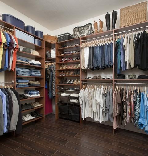 Traditional Closet with white painted walls
