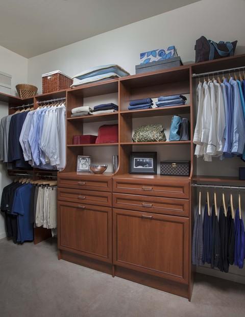 Traditional Closet with white painted walls