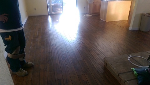 Traditional Dining Room with engineered hardwood floor