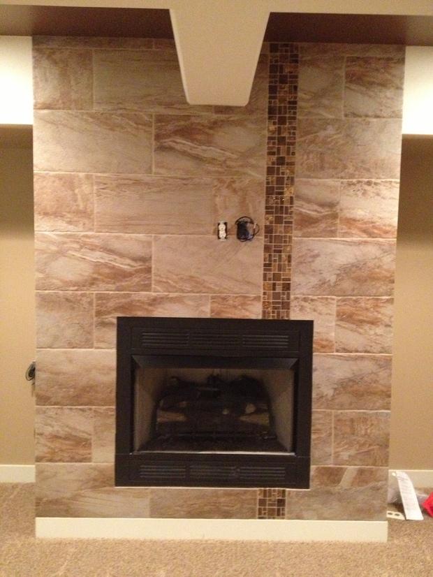 Modern Fireplace In Omaha Vertical Tile Border Gas Fireplace By