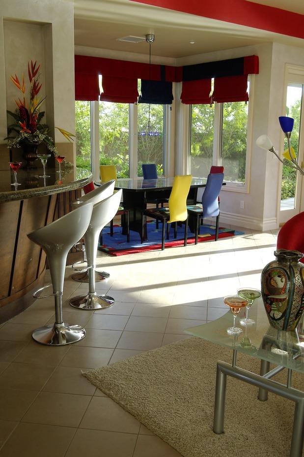 Modern Dining Room with picture frame moulding
