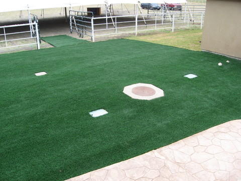 Eclectic Landscape with stamped concrete patio