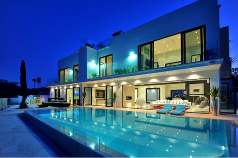 Modern Pool with contemporary ball chair