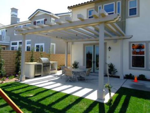 Contemporary Patio with exterior double doors with glass inserts