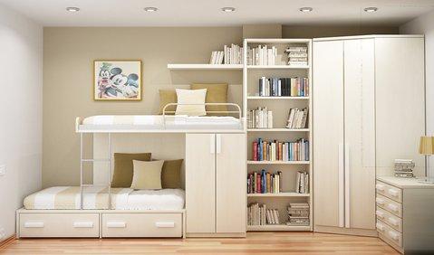 Contemporary Bedroom with under bed storage drawers