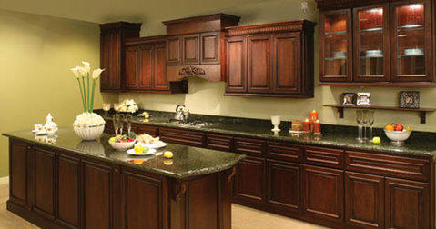 Traditional Basement with windowed cabinet doors with interior lighting