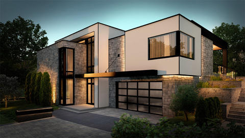 Modern Home Exterior with floor to ceiling windows