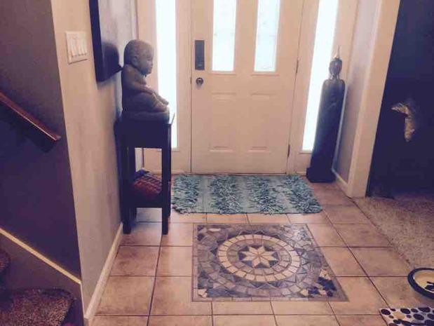 Scandinavian Entry In Indianapolis White Trim Mosaic Tile