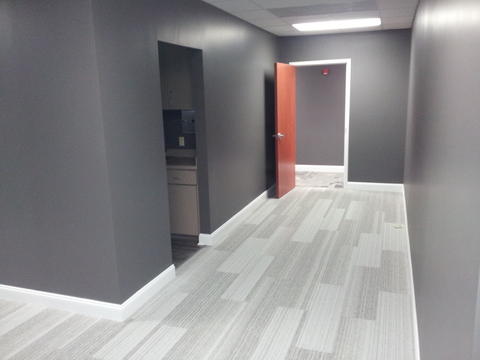 Contemporary Home Office with commercial grade carpet