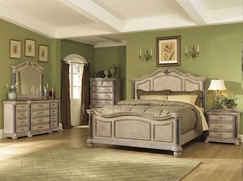 Traditional Bedroom with weathered bedroom set