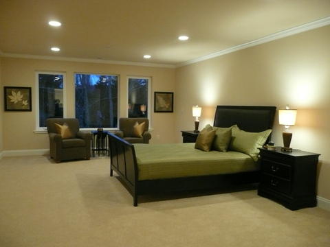 Casual / Comfortable Bedroom with white cut pile carpet flooring