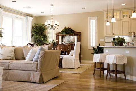 Traditional Dining Room with peninsula with breakfast bar in kitchen
