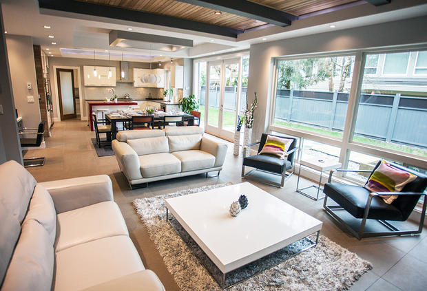 Mid-Century Modern Family Room with mid century modern furniture