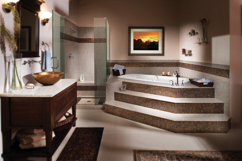 Eclectic Bathroom with brown granite granite flooring