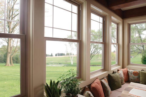 Transitional Sunroom with single hung window