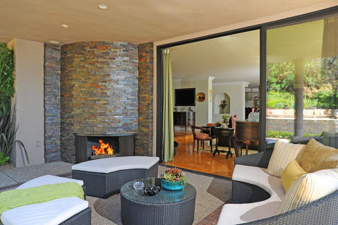 Contemporary Patio with floor to ceiling sliding glass door