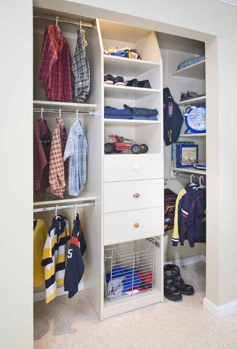 Traditional Closet with closet organization