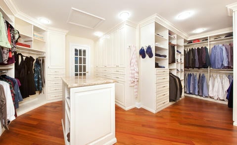 Traditional Closet with white built in dresser