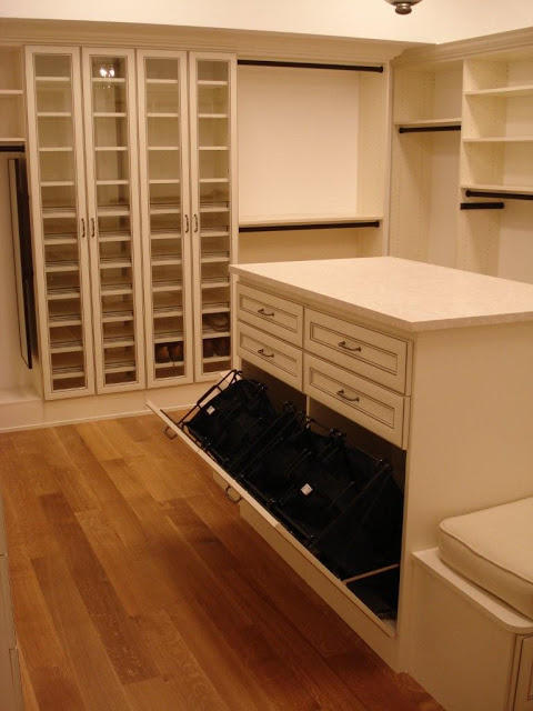 Colonial Closet with glass cabinet doors