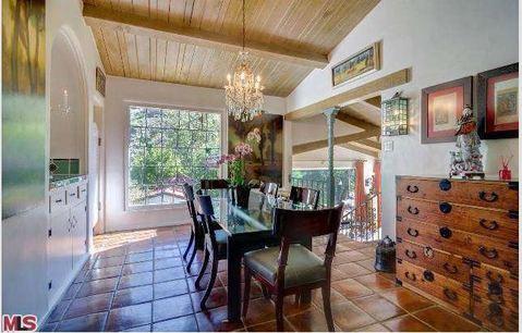Eclectic Dining Room with divided light picture window