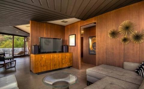 Contemporary Patio with treated concrete floor