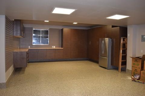 Contemporary Garage with custom garage interior